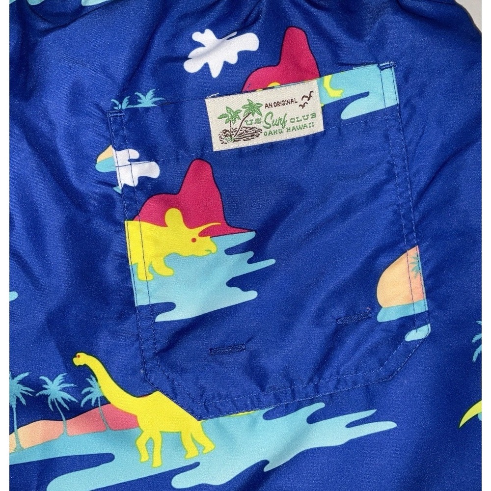 NWT Men's U.S. Surf Club Oahu, Hawaii Dinosaur Lined Swim Trunks - Medium - Picture 6 of 7